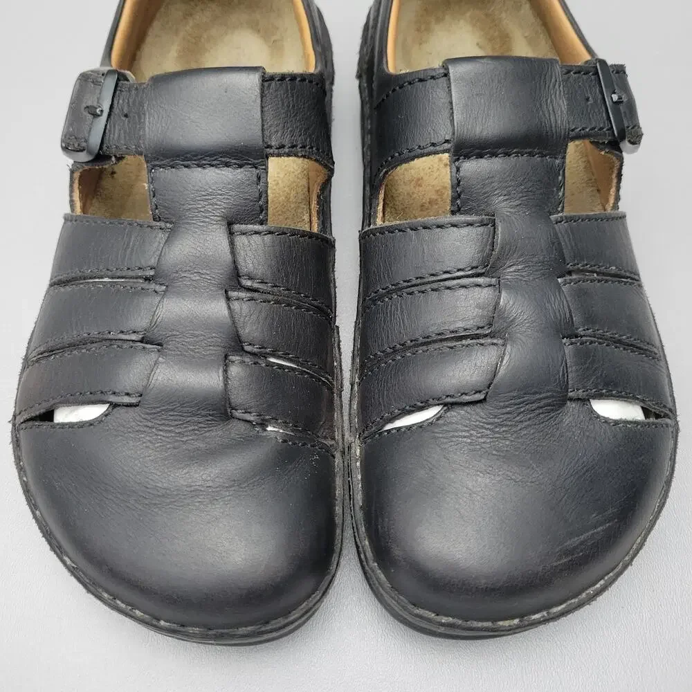Birkenstock 42 Mens Closed Toe Fisherman Black Sandals Leather Size 9 US